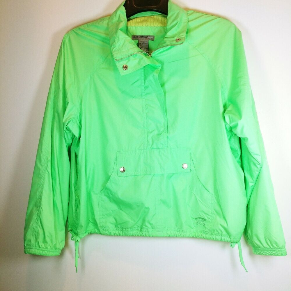 Women OLEG CASSINI 2 Piece Windbreaker and Pants green Yacht Style Vented P L - Picture 2 of 11